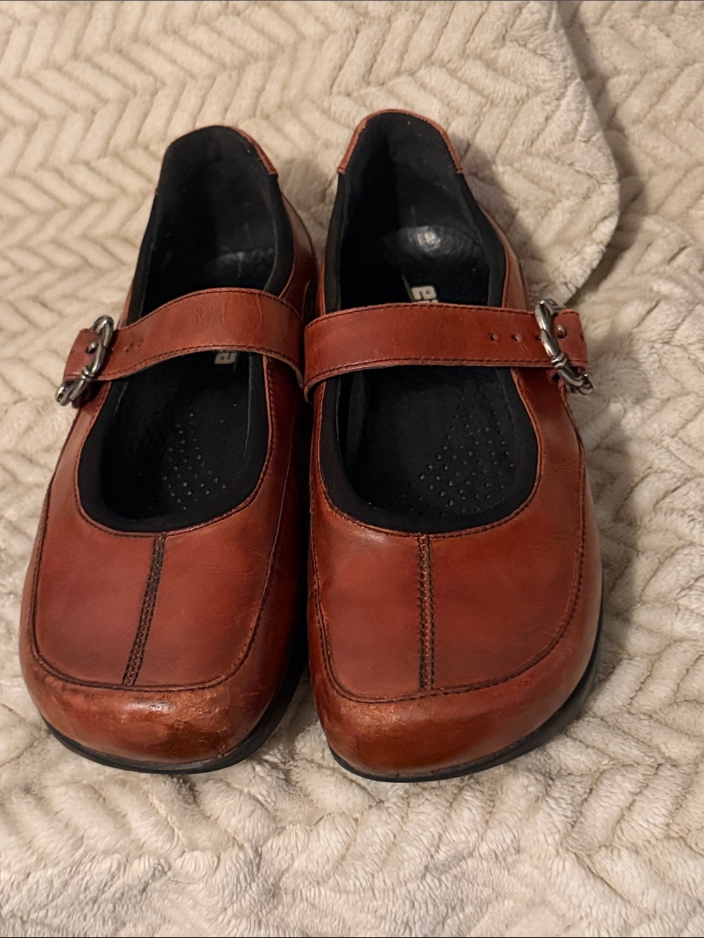 Vintage EARTH Redish/Brown Leather Mary Jane Comfort Shoes with Buckle Strap